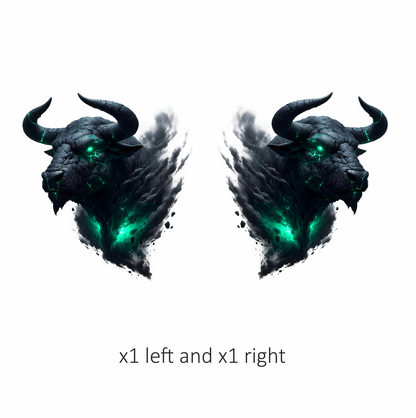 Black Bull Glowing Green Smoke Vinyl Sticker Decal