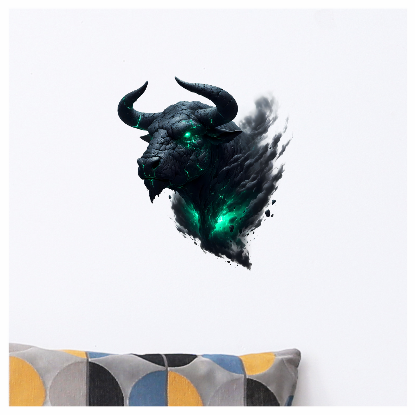 Black Bull Glowing Green Smoke Vinyl Sticker Decal