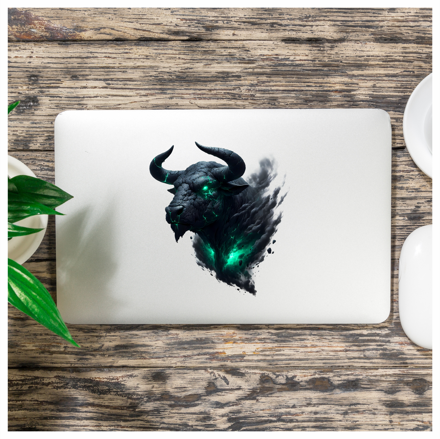 Black Bull Glowing Green Smoke Vinyl Sticker Decal