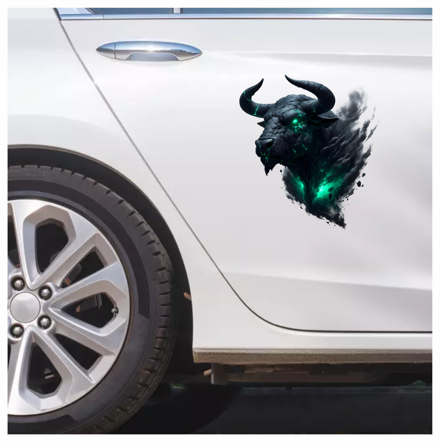 Black Bull Glowing Green Smoke Vinyl Sticker Decal