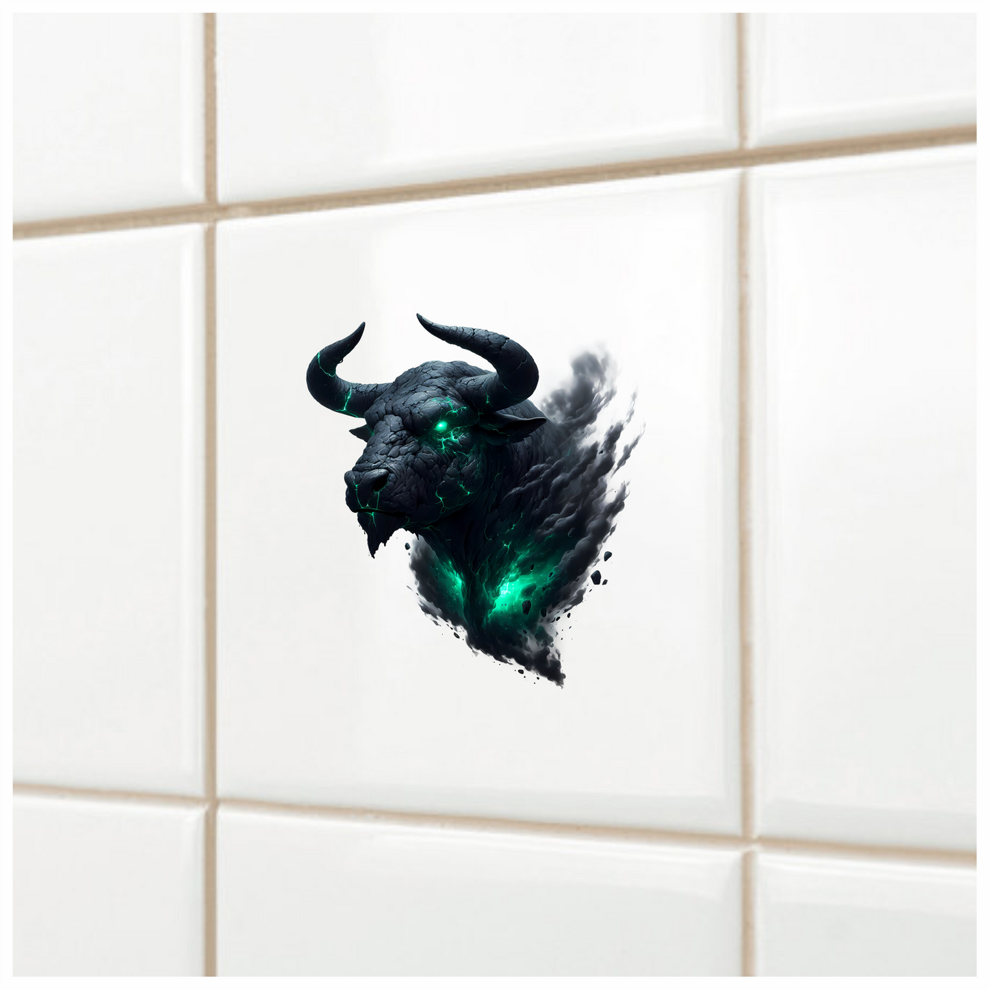 Black Bull Glowing Green Smoke Vinyl Sticker Decal
