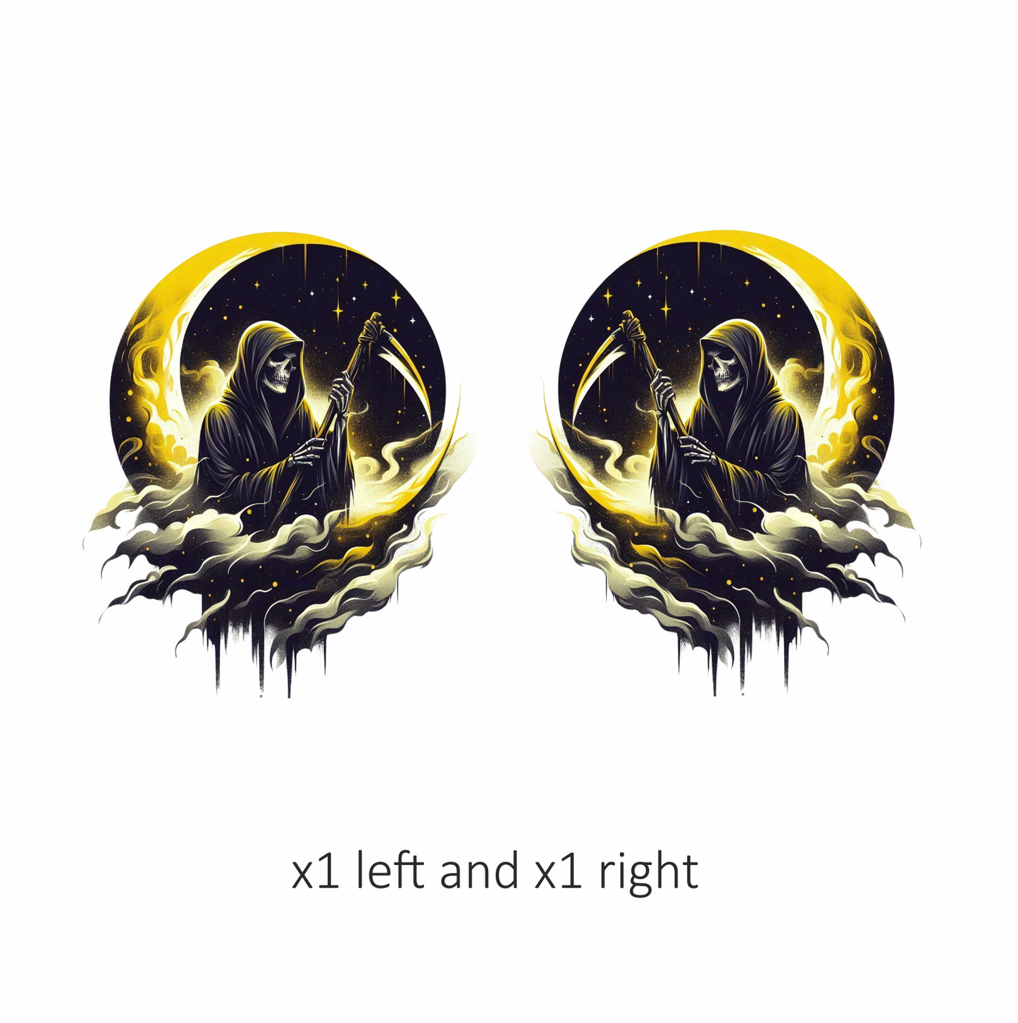 Grim Reaper Moon Yellow Clouds Scythe Vinyl Sticker Decal