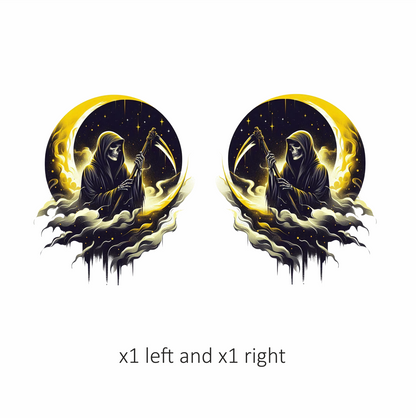 Grim Reaper Moon Yellow Clouds Scythe Vinyl Sticker Decal