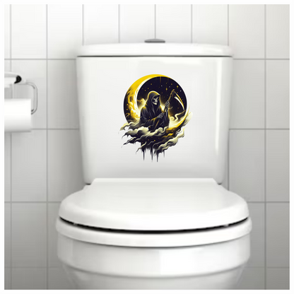 Grim Reaper Moon Yellow Clouds Scythe Vinyl Sticker Decal