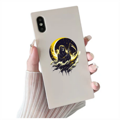 Grim Reaper Moon Yellow Clouds Scythe Vinyl Sticker Decal