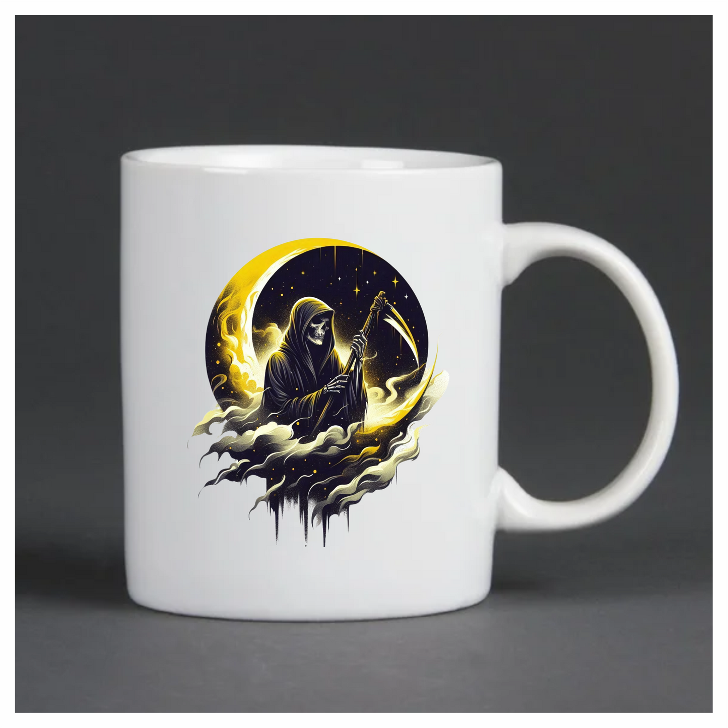 Grim Reaper Moon Yellow Clouds Scythe Vinyl Sticker Decal