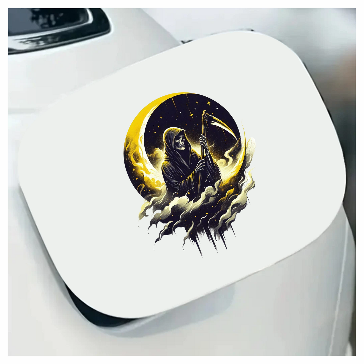 Grim Reaper Moon Yellow Clouds Scythe Vinyl Sticker Decal