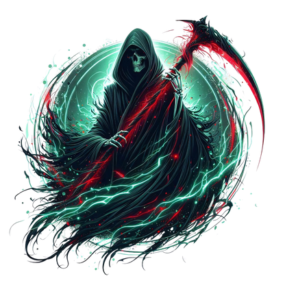 Grim Reaper Hooded Scythe Glowing Green Vinyl Sticker Decal