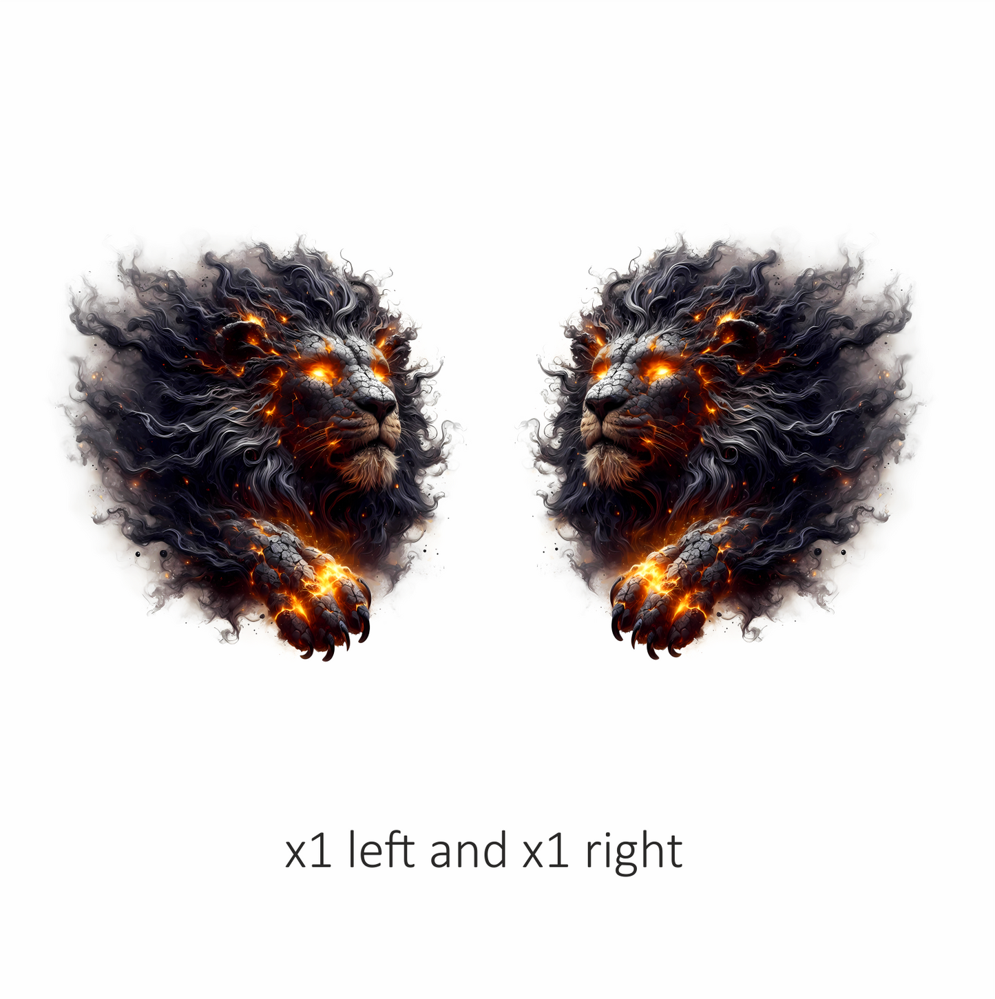 Fiery Black Lion Head Powerful Paw Vinyl Decal Sticker