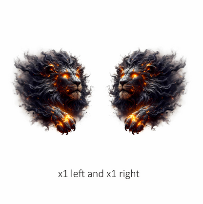 Fiery Black Lion Head Powerful Paw Vinyl Decal Sticker