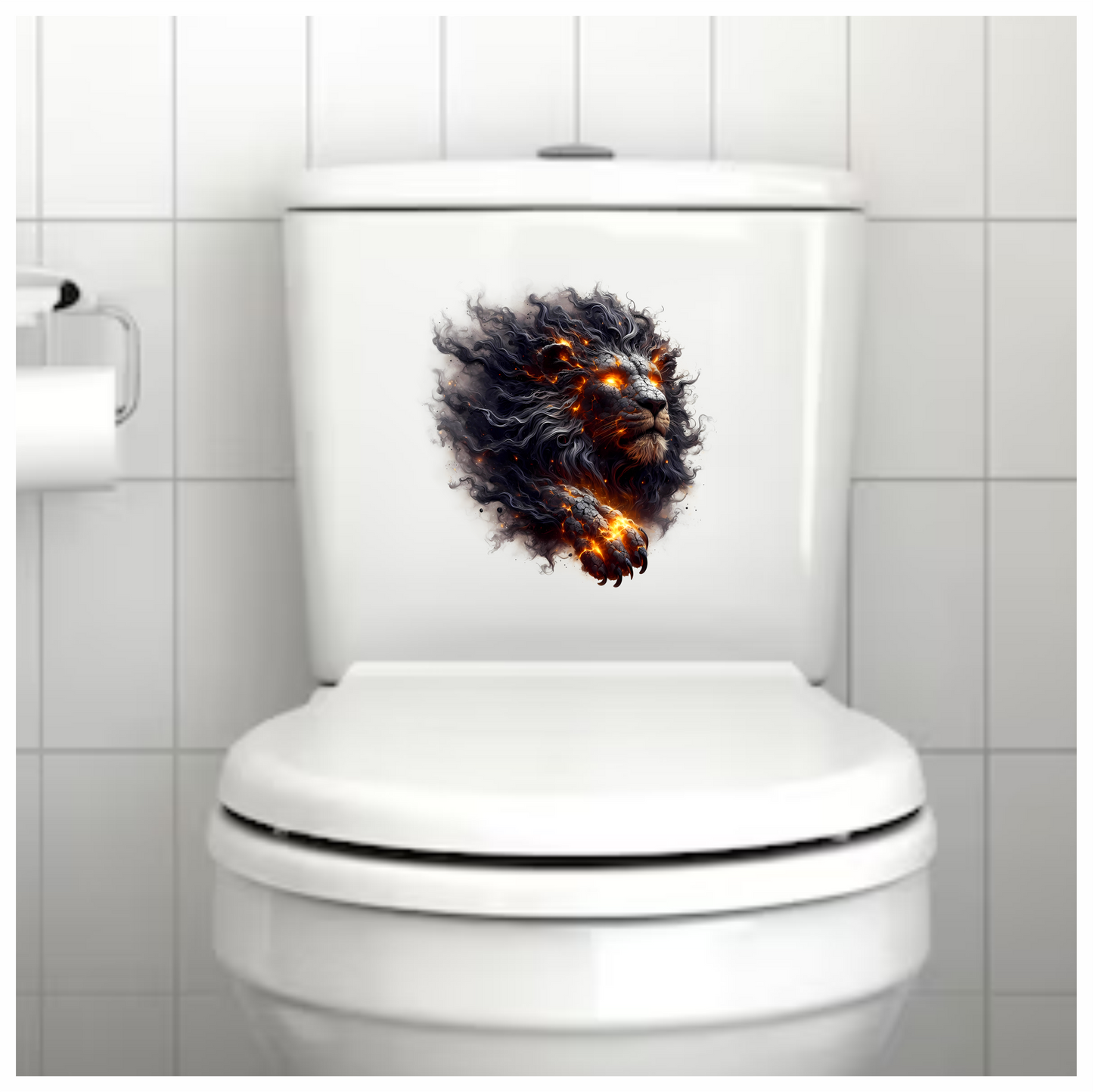 Fiery Black Lion Head Powerful Paw Vinyl Decal Sticker
