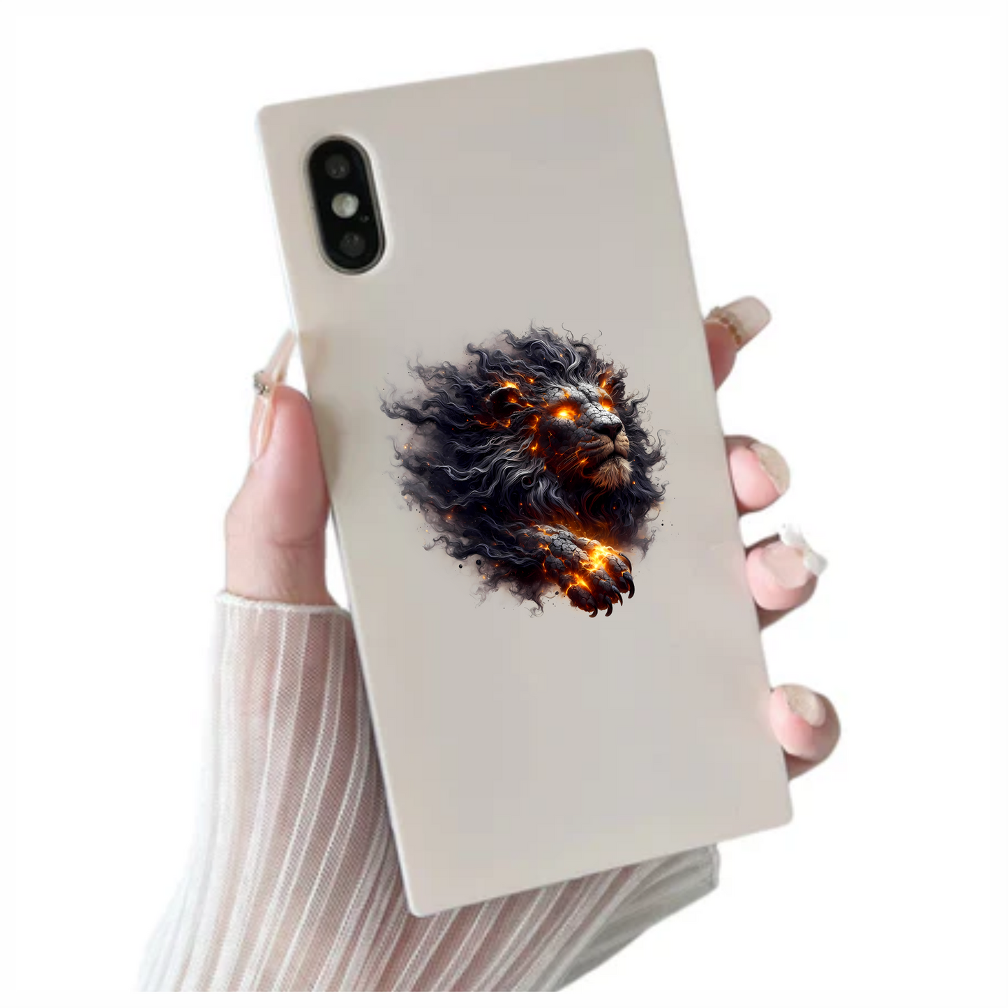 Fiery Black Lion Head Powerful Paw Vinyl Decal Sticker