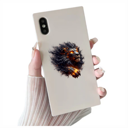 Fiery Black Lion Head Powerful Paw Vinyl Decal Sticker