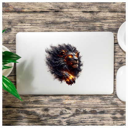 Fiery Black Lion Head Powerful Paw Vinyl Decal Sticker