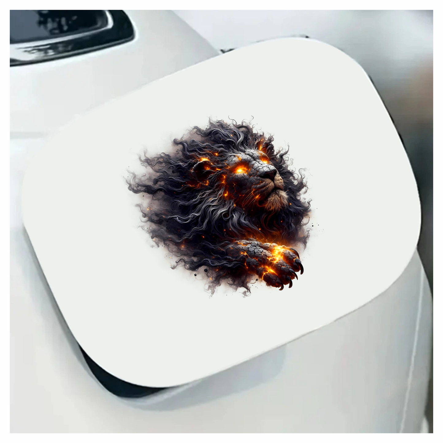 Fiery Black Lion Head Powerful Paw Vinyl Decal Sticker