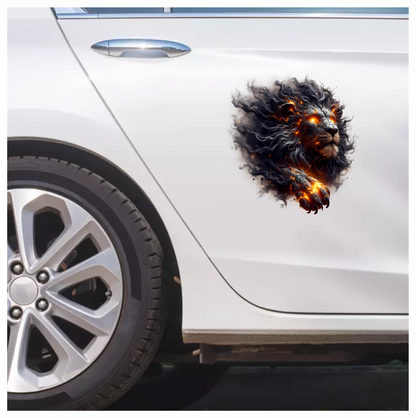 Fiery Black Lion Head Powerful Paw Vinyl Decal Sticker