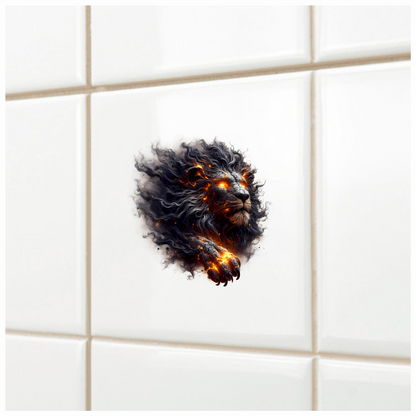 Fiery Black Lion Head Powerful Paw Vinyl Decal Sticker