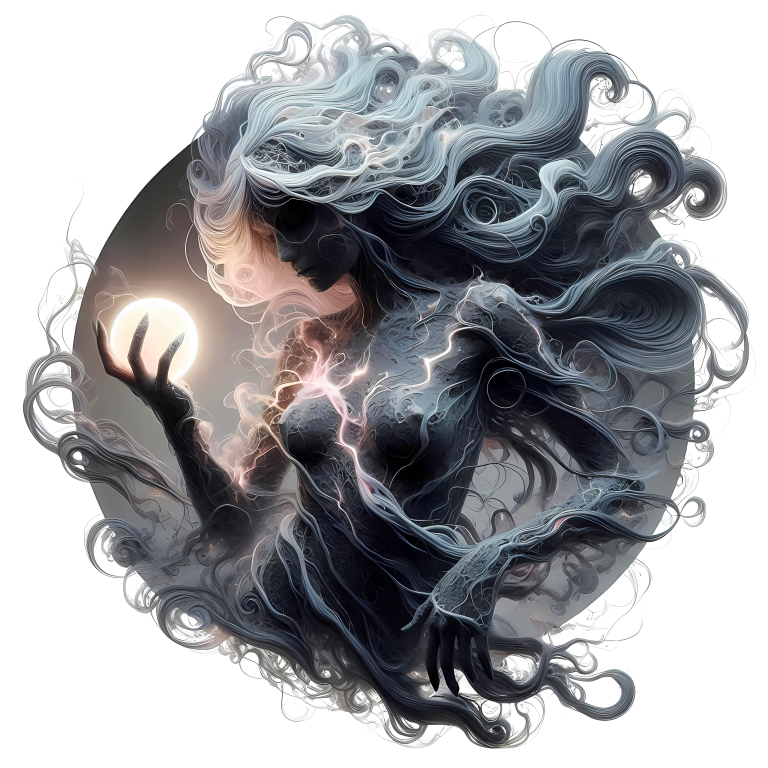 Ghost Woman Electric Hair Moon Vinyl Sticker Decal
