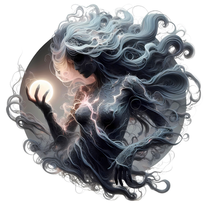 Ghost Woman Electric Hair Moon Vinyl Sticker Decal
