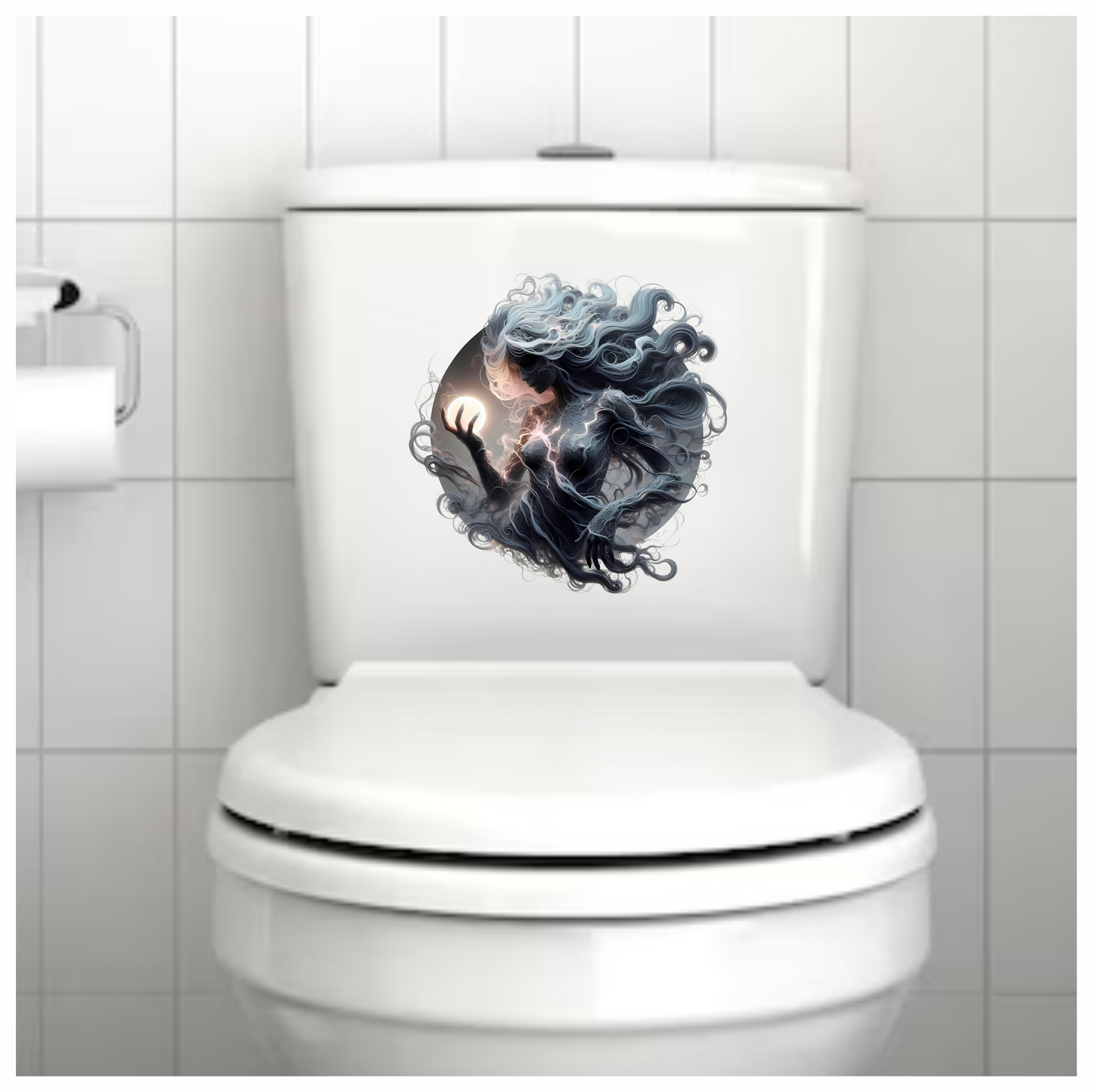 Ghost Woman Electric Hair Moon Vinyl Sticker Decal