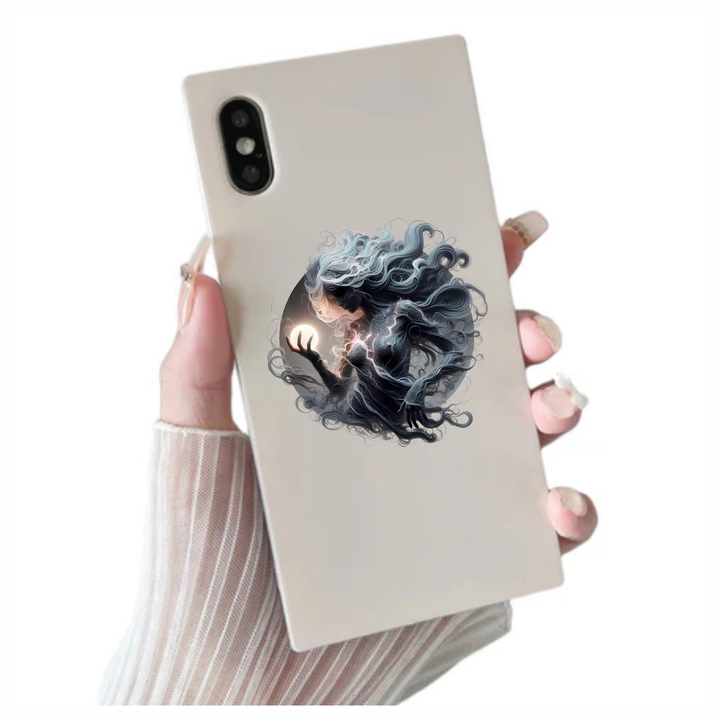 Ghost Woman Electric Hair Moon Vinyl Sticker Decal