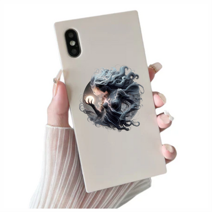Ghost Woman Electric Hair Moon Vinyl Sticker Decal