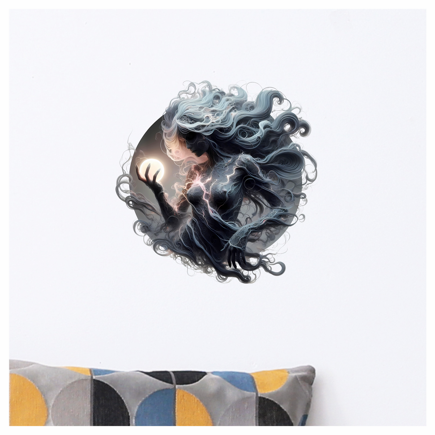 Ghost Woman Electric Hair Moon Vinyl Sticker Decal