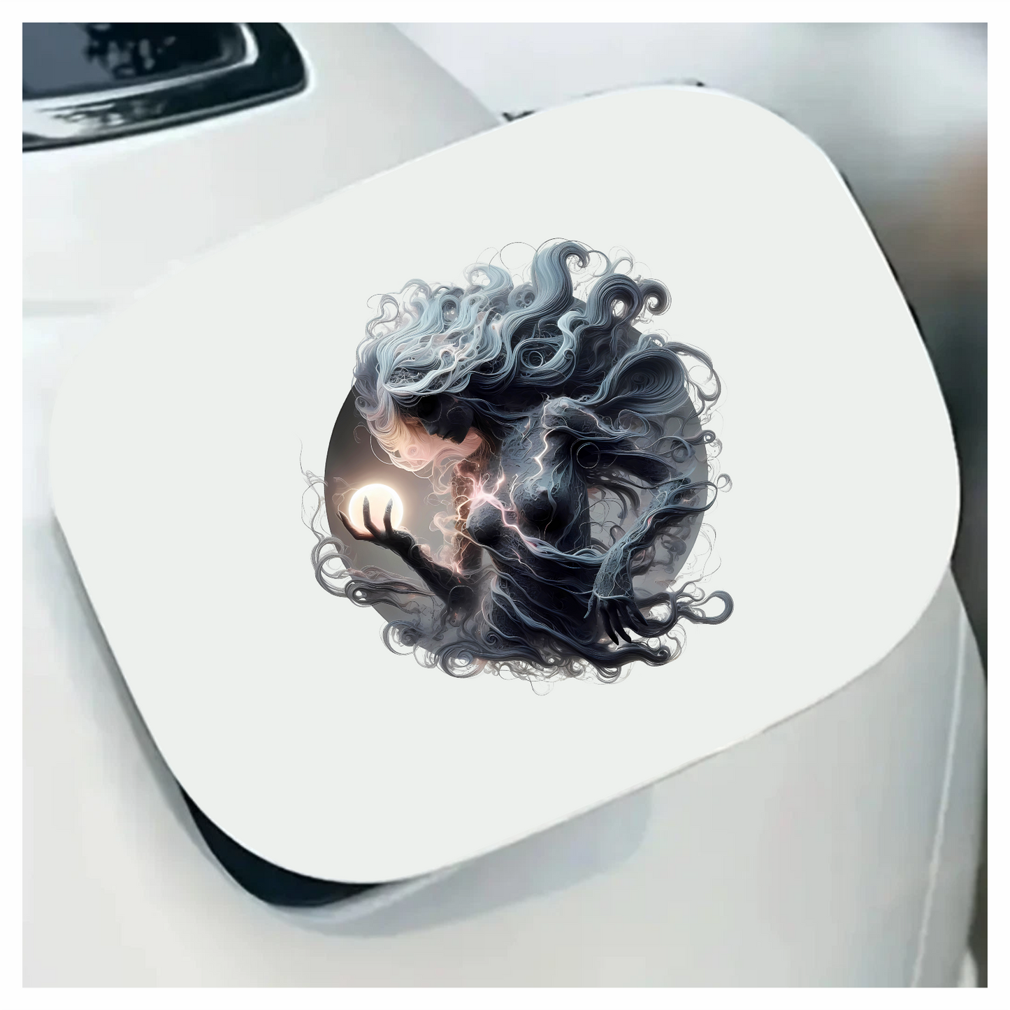 Ghost Woman Electric Hair Moon Vinyl Sticker Decal