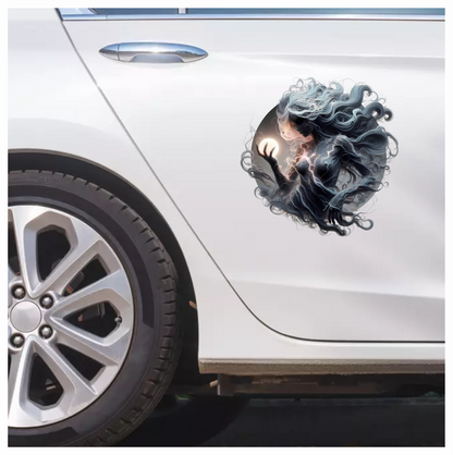 Ghost Woman Electric Hair Moon Vinyl Sticker Decal