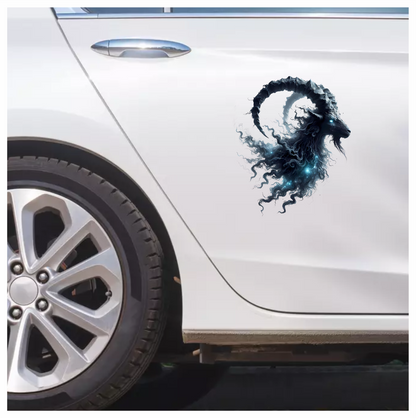 Black Goat Creature Glowing Horns Mystical Vinyl Sticker Decal