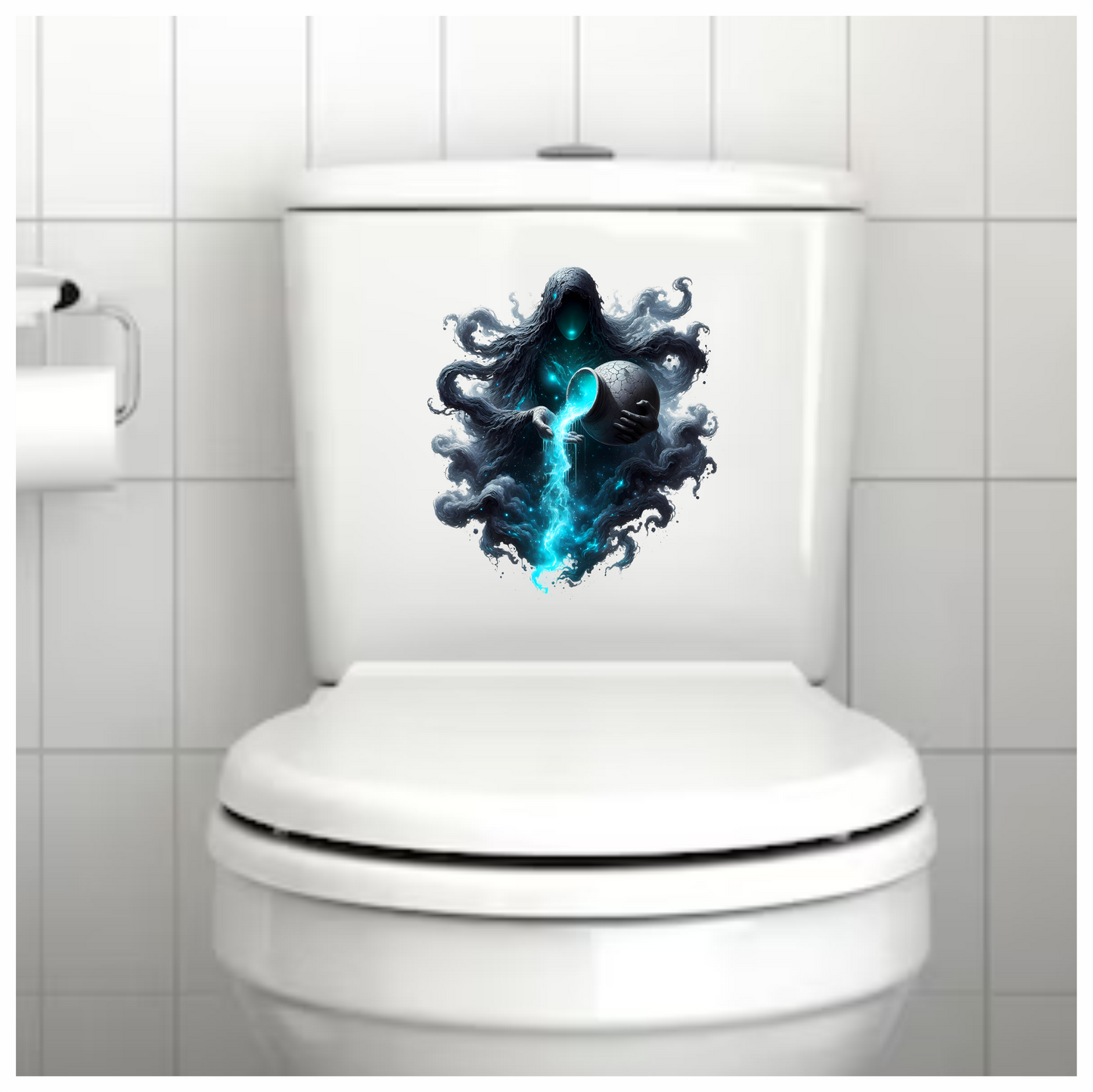 Dark Hooded Spirit Pouring Blue Liquid Vinyl Decal Sticker