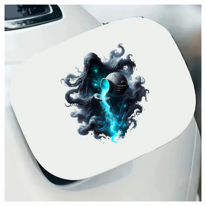 Dark Hooded Spirit Pouring Blue Liquid Vinyl Decal Sticker