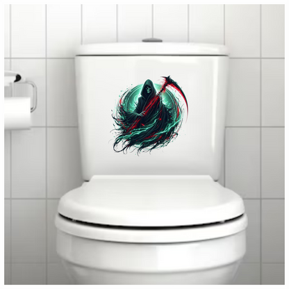 Grim Reaper Hooded Scythe Glowing Green Vinyl Sticker Decal