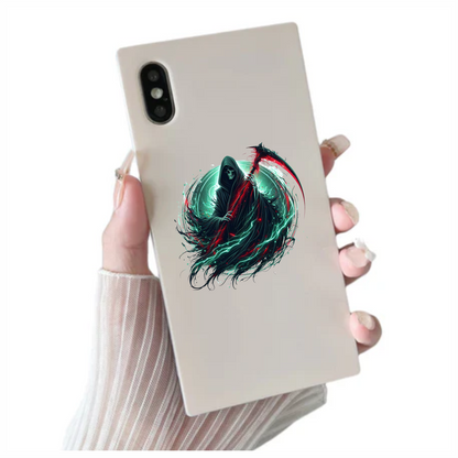 Grim Reaper Hooded Scythe Glowing Green Vinyl Sticker Decal