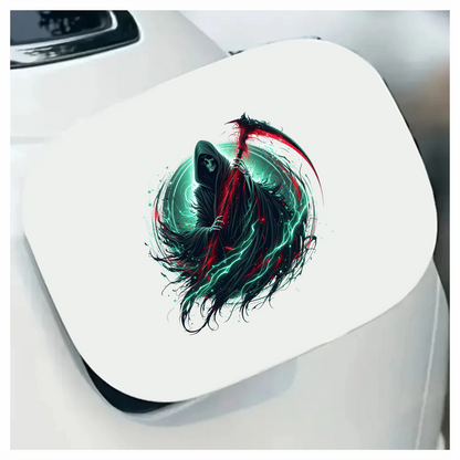 Grim Reaper Hooded Scythe Glowing Green Vinyl Sticker Decal