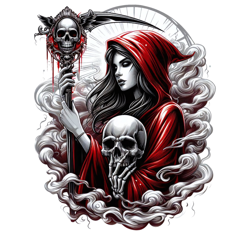 Woman Skull Red Hood Smoke Vinyl Sticker Decal