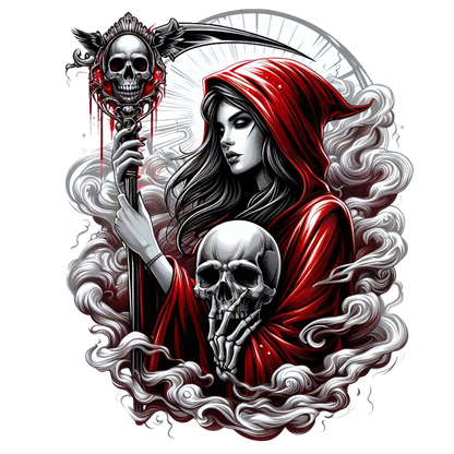 Woman Skull Red Hood Smoke Vinyl Sticker Decal