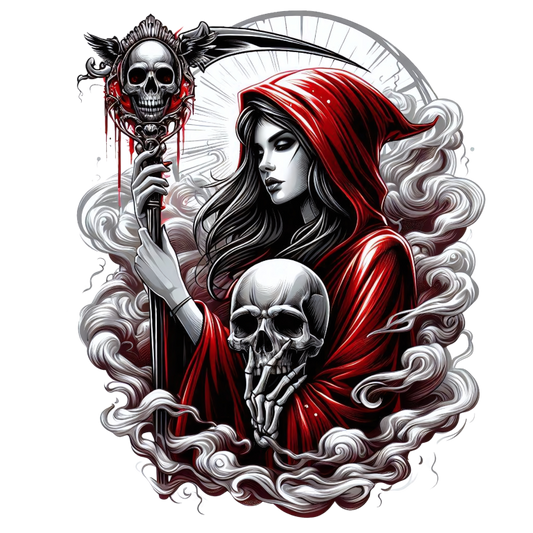 Woman Skull Red Hood Smoke Vinyl Sticker Decal