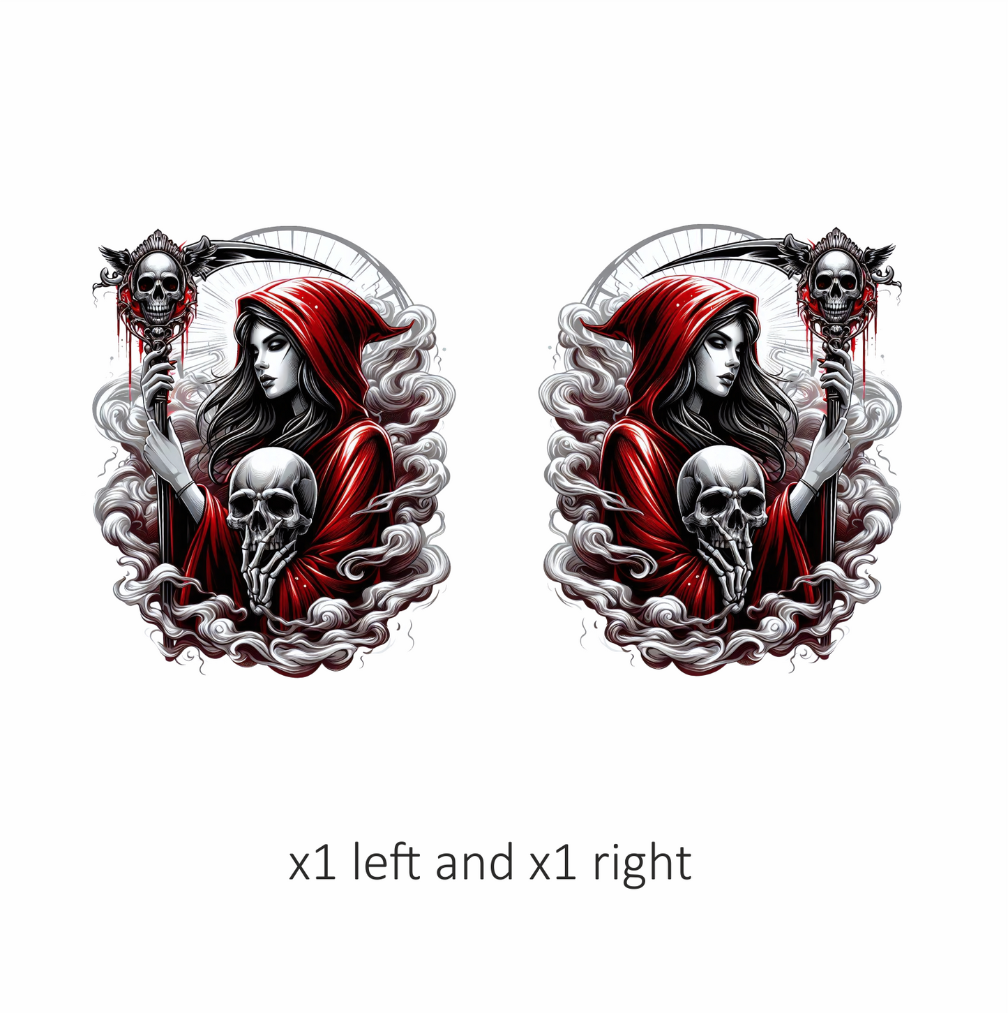Woman Skull Red Hood Smoke Vinyl Sticker Decal