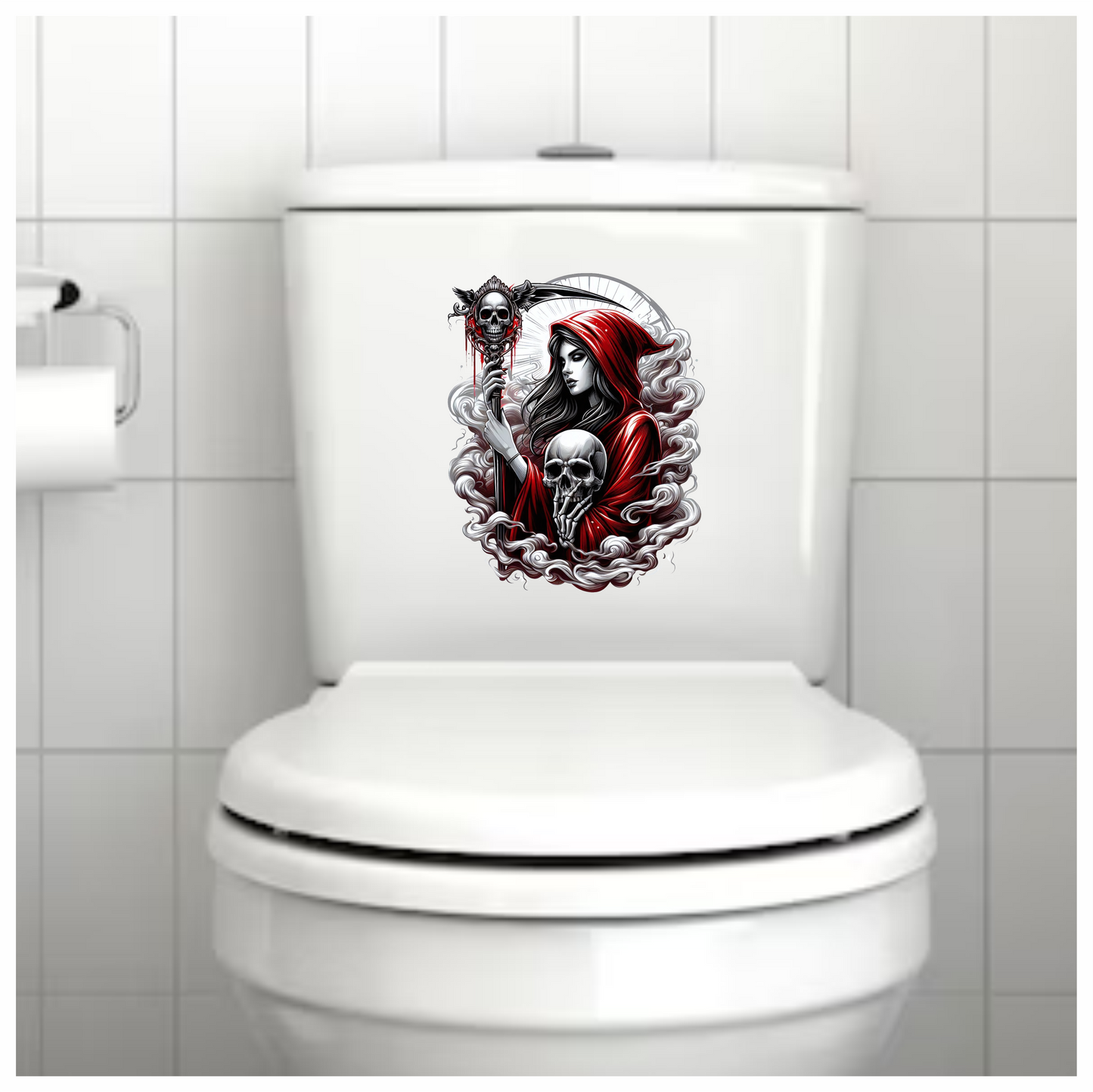 Woman Skull Red Hood Smoke Vinyl Sticker Decal
