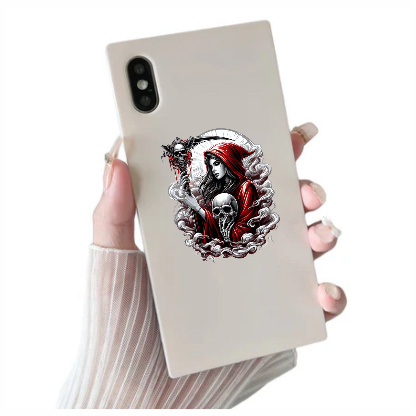 Woman Skull Red Hood Smoke Vinyl Sticker Decal