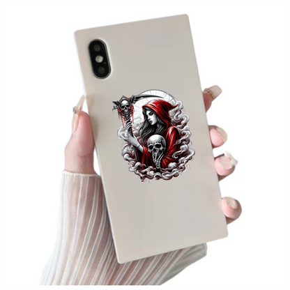 Woman Skull Red Hood Smoke Vinyl Sticker Decal