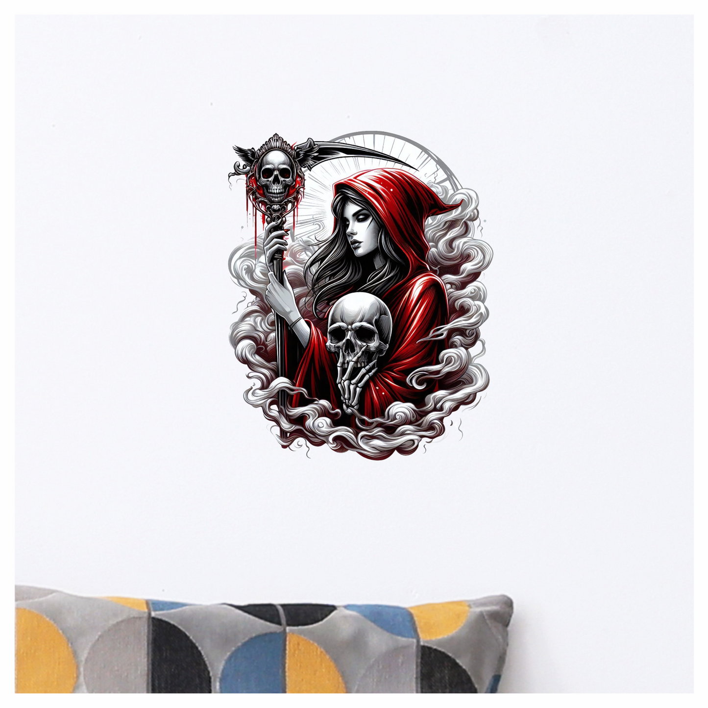 Woman Skull Red Hood Smoke Vinyl Sticker Decal