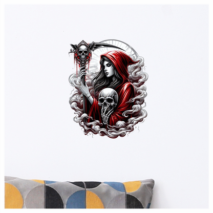 Woman Skull Red Hood Smoke Vinyl Sticker Decal