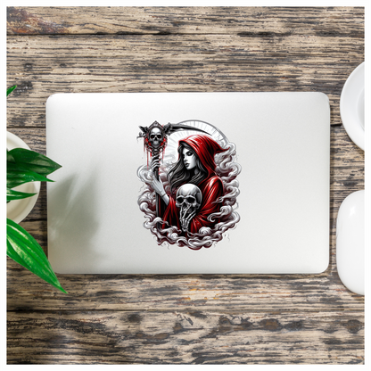 Woman Skull Red Hood Smoke Vinyl Sticker Decal