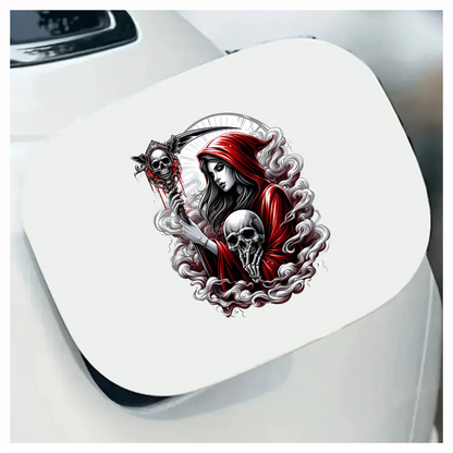 Woman Skull Red Hood Smoke Vinyl Sticker Decal