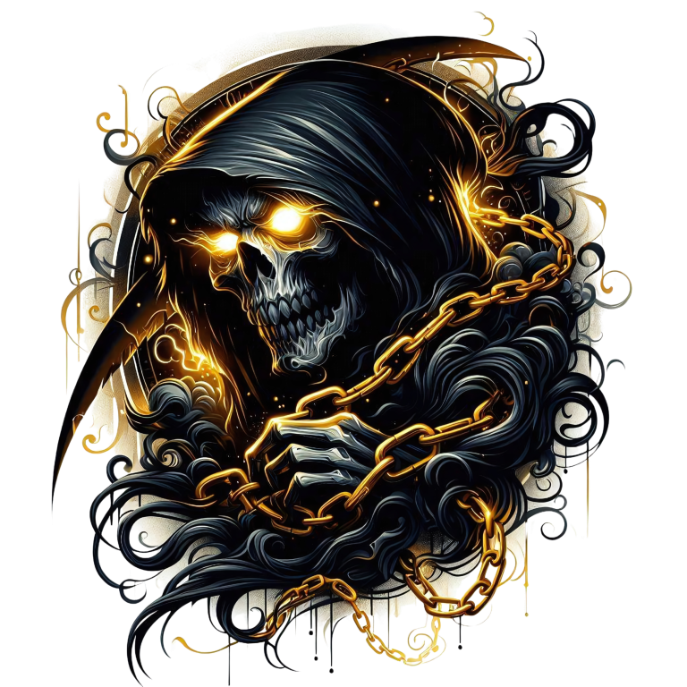 Skull Chains Dark Yellow Vinyl Sticker Decal