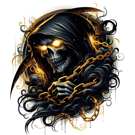 Skull Chains Dark Yellow Vinyl Sticker Decal