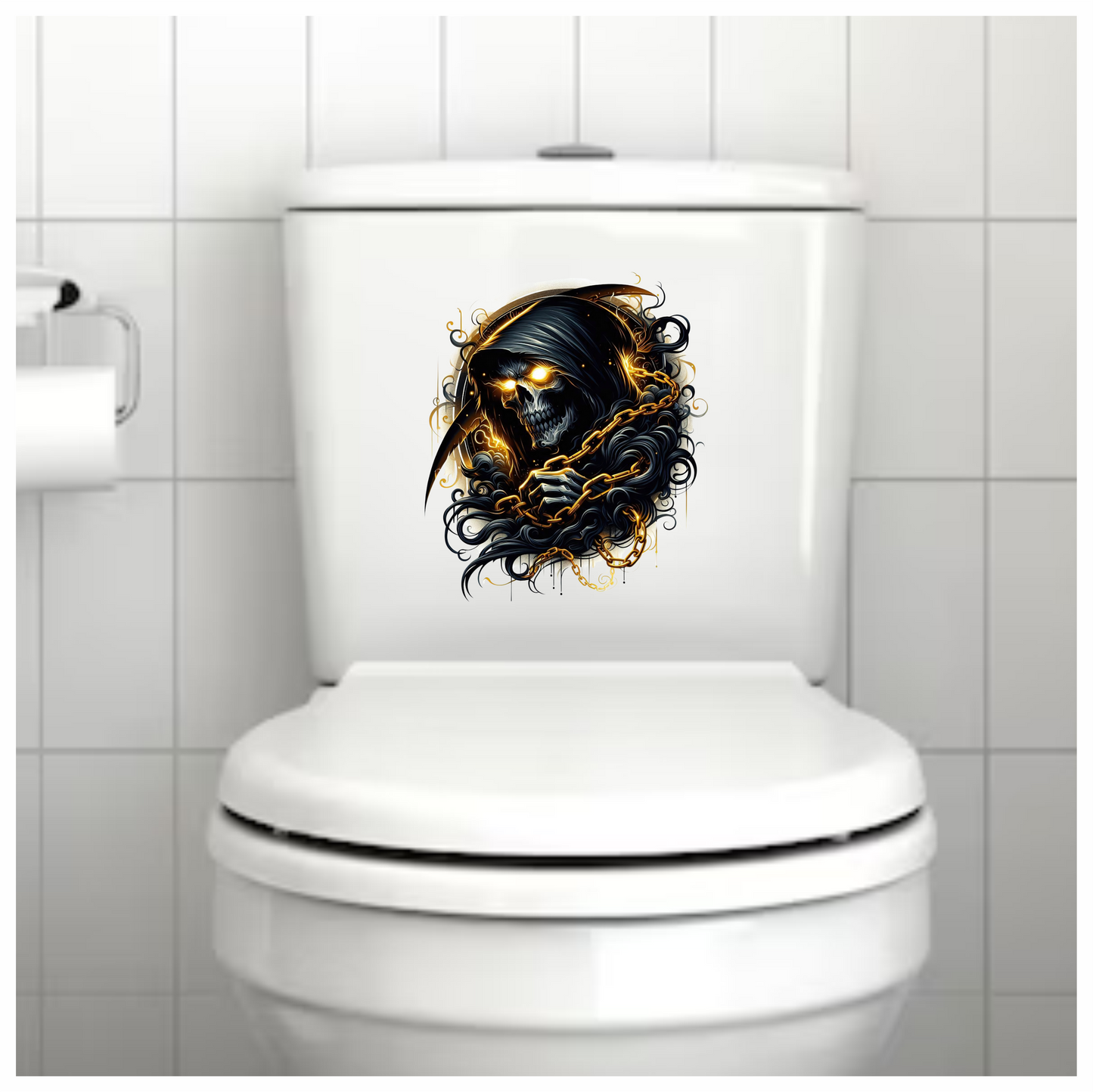 Skull Chains Dark Yellow Vinyl Sticker Decal