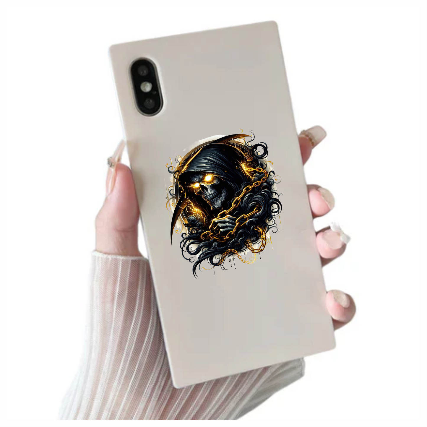 Skull Chains Dark Yellow Vinyl Sticker Decal